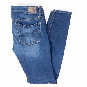 American Eagle Jegging Super Stretch Womens Jeans Faded Dark Wash Size 2 Reg
